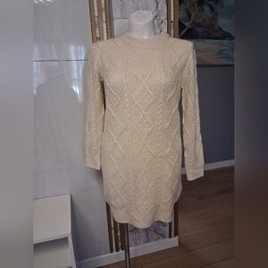 Cream Cable Knit Sweater Dress